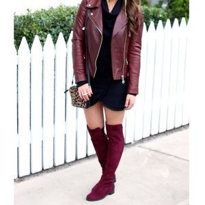 Stuart Weitzman Burgundy Suede Over the Knee Boots